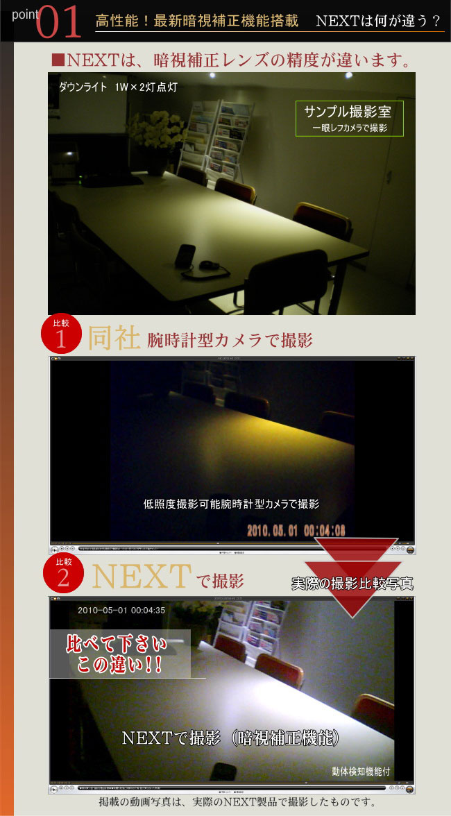 置き時計型ビデオカメラ 選べる3色!「ClockCamera レッド」