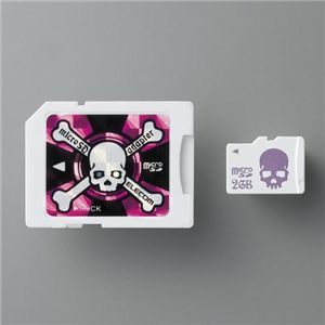 ELECOM microSDカードと変換アダプタのセット「Loverish plus(Skull)」 2GB MF-MSSD02GPN